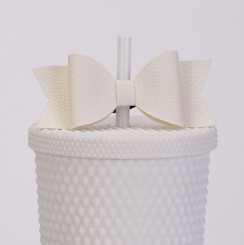 Wholesale Durian Cup Leather Straw Cup Accessories Bow Straw Cover Sticker